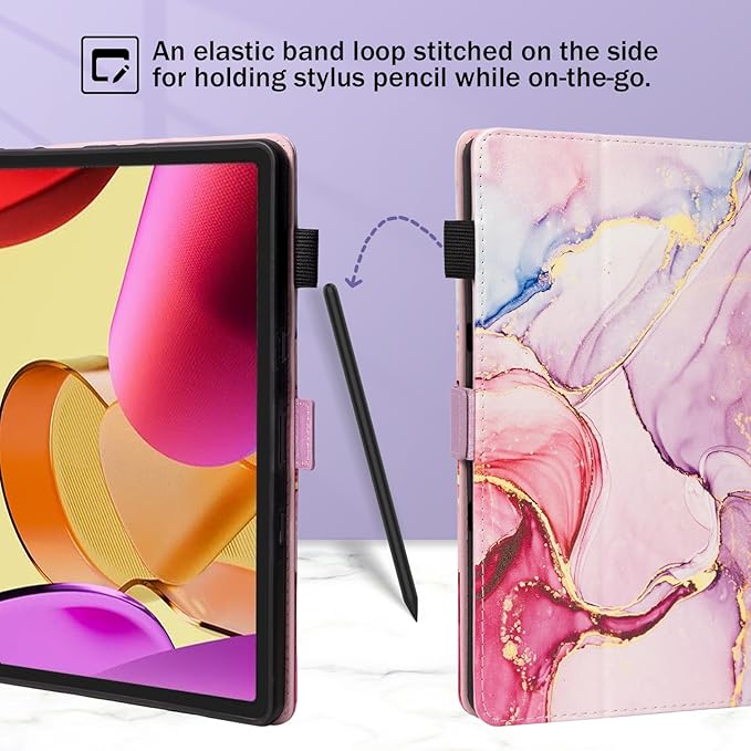 Dteck for Amazon Fire Max 11 Tablet Case - 11" (13th Gen) 2023, PU Leather Shell TPU Back Cover Folio Case with Auto Sleep Wake, Adjustable Viewing Angles, Cute Pink Marble
