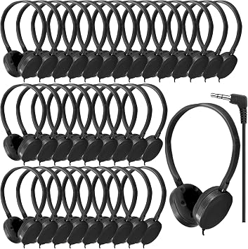 CN-Outlet Bulk Earbud Headphones 50 Pack for Classroom Kids,Wholeslae Wired Durable Earphones Class Set for Students Children Toddler Teens Boys Girls and Adult(CN102,Black)