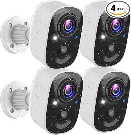 MaxiViz Security Cameras Wireless Outdoor (4 Pack), Battery Powered Cameras for Home Security with AI Motion Detection, 2K Color Night Vision, 2-Way Talk, IP66 Weatherproof, SD/Cloud Storage