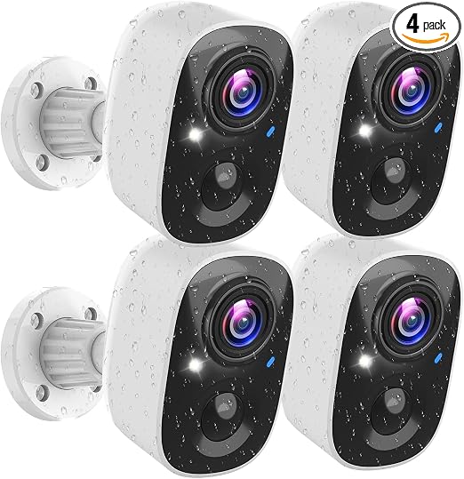 MaxiViz Security Cameras Wireless Outdoor (4 Pack), Battery Powered Cameras for Home Security with AI Motion Detection, 2K Color Night Vision, 2-Way Talk, IP66 Weatherproof, SD/Cloud Storage