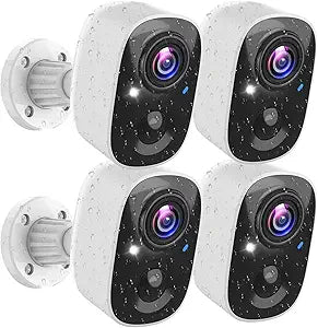 MaxiViz Security Cameras Wireless Outdoor (4 Pack), Battery Powered Cameras for Home Security with AI Motion Detection, 2K Color Night Vision, 2-Way Talk, IP66 Weatherproof, SD/Cloud Storage
