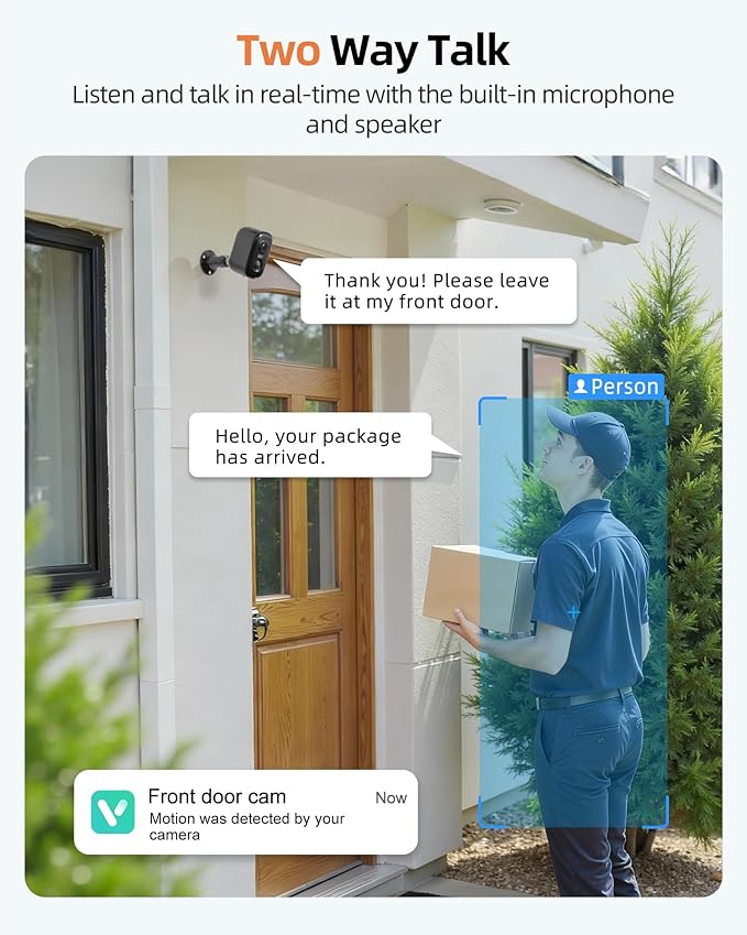 Security Cameras Wireless Outdoor, Battery Powered Camera for Home Security with AI Motion Detection, 2K Color Night Vision, 2-Way Talk, Waterproof, Siren Alarm, SD/Cloud Storage, 2.4G WiFi, 4 Pack