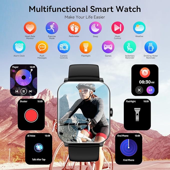 Smart Watch, 1.85" Smartwatch for Men Women (Answer/Make Call), Heart Rate, Sleep Monitor, Pedometer, 120+ Sport Modes Activity Tracker, IP68 Waterproof Fitness Watch for Android iOS (Rose Gold)