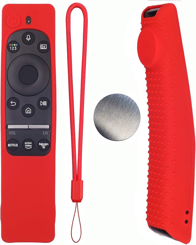Silicone Protecitve Case Cover for Samsung Smart TV Remote Control BN59 Series, with Magnet Anti-Lost Shockproof Soft Anti Slip Shockproof Remote Control Skin Sleeve Protector (Red)