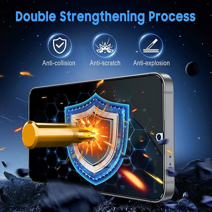 Uyiton UnBreak-Glass for Samsung Galaxy S24+ Plus/S25+ Plus Privacy Screen Protector, [Ultrasonic Fingerprint Support][Auto-Alignment Frame] Scratch-Resistant Bubble-Free Tempered Glass -2 Pack