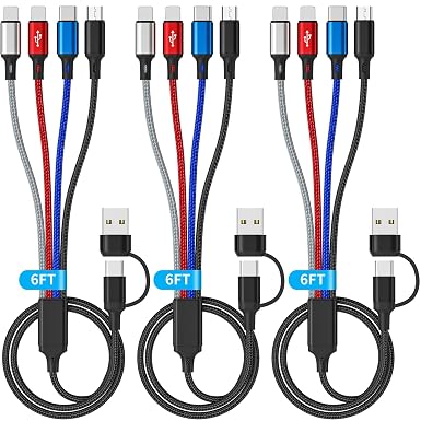 6 in 1 Multi Charging Cable (3Pack 6FT) USB A/C Universal Charger Cable - Image 3