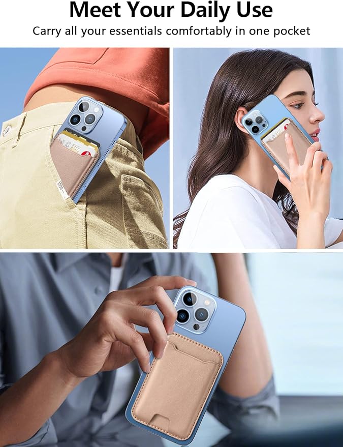 TopMade for Magsafe Wallet, Strongest Magnetic Card Holder for iPhone 17, iPhone 16/15/14/13/12 Series, Magnetic Phone Wallet with Powerful Magnets, RFID Blocking, Fit 4 Cards, Desert Titanium Gold
