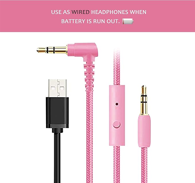 Riwbox CT-7 Cat Ear Bluetooth Headphones, LED Light Up Bluetooth Wireless Over Ear Headphones with Microphone and Volume Control for Travel/School/Smartphones/Laptop/PC/TV (Pink&Green)
