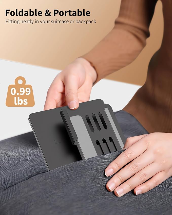 for Samsung Galaxy Z Fold 7 6 5 Trifold Stand and Keyboard, Aluminum Foldable Phone Stand Holder for Desk, 7.9 inch Mini Bluetooth Keyboard, 4 in 1 Portable Set Include Mouse and Pen