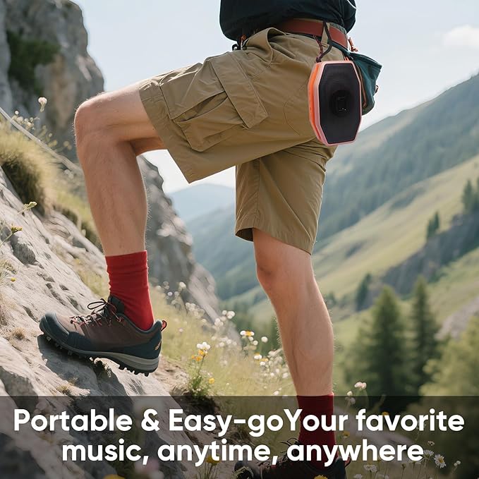 Bluetooth Speaker, Compact & Portable Speaker for Hiking, Support TF Card/USB, TWS Connection, HD Stereo Sound, Camping, and Beach (Pink)