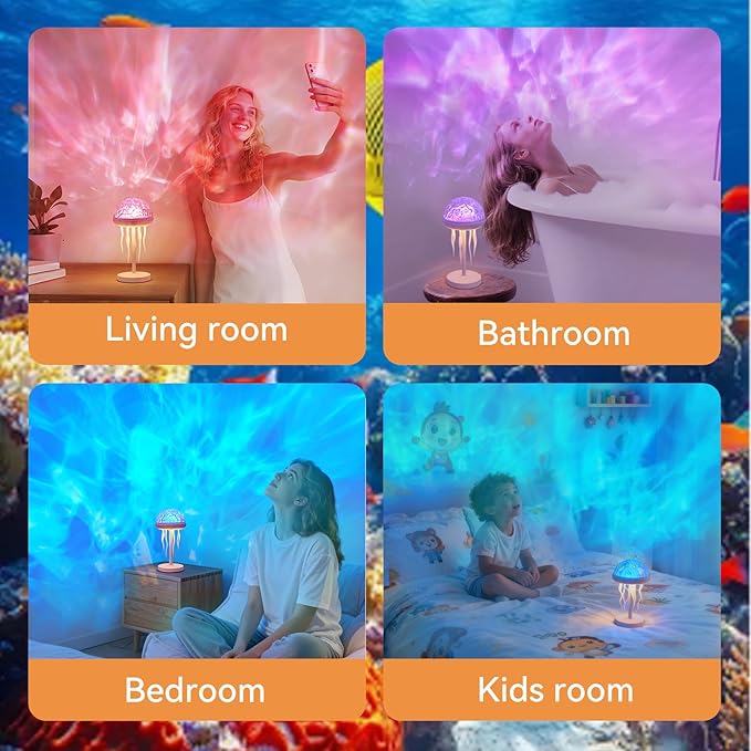 Vivilumens Jellyfish Lamps Projector RGB Night Lights with 7 Color Portable Bright Table Desk Lamp Nightlight Ocean Ambient Lighting for Bedroom Living Room Christmas Home Decor Gift for Birthday