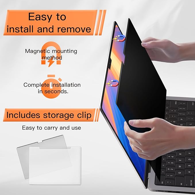 Privacy Screen for MacBook Pro 14 Inch 2021-2026 M5/ M4 /M4 Pro /M4 Max /M3 /M3 Pro /M3 Max /M2 Pro /M2 Max /M1 Pro /M1 Max, Magnetic Removable Anti Blue Light Glare Screen Protector