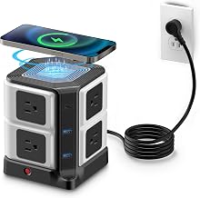 PD 20W USB C Power Strip with Wireless Charger BESTEK 8-Outlet Surge Protector and 30W 3-Port USB Charging Dock Station,4000 Joules,ETL Listed,Dorm Room Accessories (8AC+3USB+Wireless Charger-Black) - Image 1