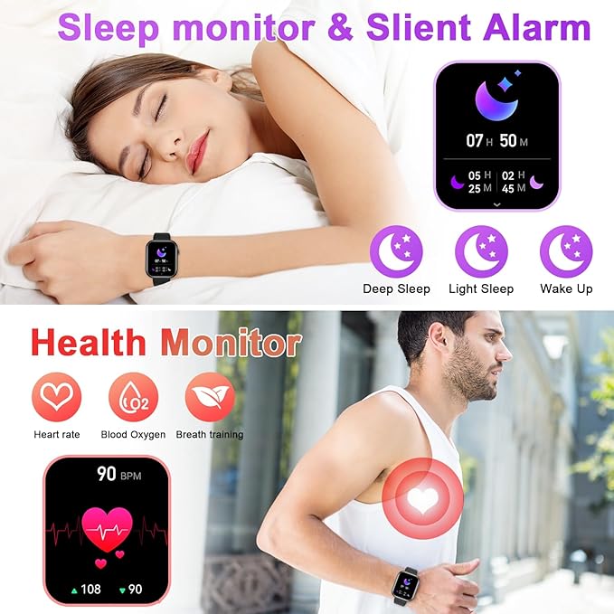 Smart Watch for Men Women Fitness: Waterproof Make/Answer Call Smart Watches for Men Digital Mens watches Running Step Tracker Smartwatch Android Phones iPhone Samsung Compatible Heart Rate Monitor