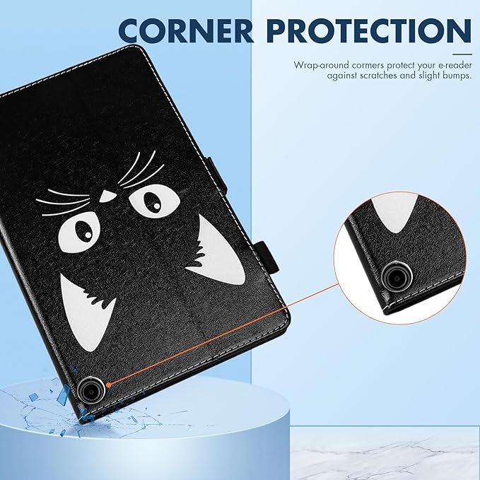 Dteck for Amazon Fire Max 11 Tablet Case 11" (13th Generation) 2023, PU Leather Shell TPU Back Cover Fold Stand Case with Auto Sleep Wake, Adjustable Viewing Angles, Cute Folio Slim Case, Black Cat