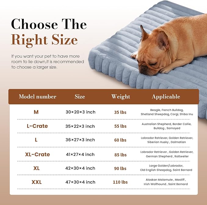 Extra Large Dog Bed for Crate, Orthopedic Dog Bed with Waterproof Lining, Soft Short Plush Surface & Egg Crate Foam, Machine Washable Pet Bed with Removable Cover & Anti Slip Bottom