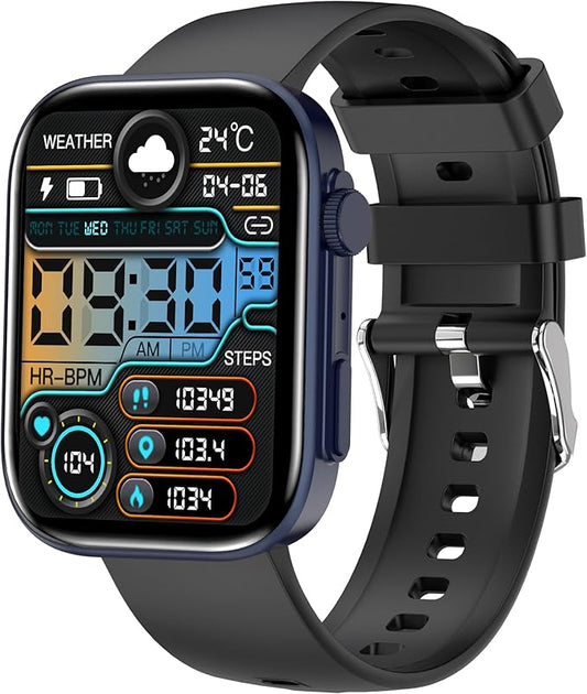 Smart Watches for Men Women, 2.01" HD Screen with 200+ Watch Faces, Heart Rate/SpO2/Sleep Monitor, 123 Sports Modes, IP68 Waterproof Fitness Tracker, Make/Answer Calls, Compatible with Android iPhone