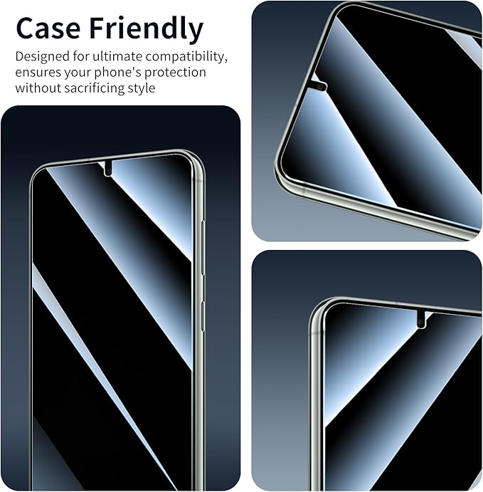 3*Privacy Screen Protector for Samsung Galaxy S22+/S22 Plus/S23+/S23 Plus with a Installation Alignment Aid, Anti-Spy Tempered Glass Film, Dark Private Black Protection, [Shatterproof][ Shockproof]