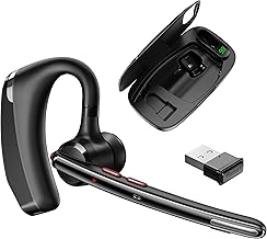 Bluetooth Headset V5.3, Wireless Headset with Dual Noise-Canceling Microphones, Portable Charging Case, 300H Standby Time, Hands Free Headphones for Computer/Cell Phones, Trucker/Home/Office/Work - Image 1