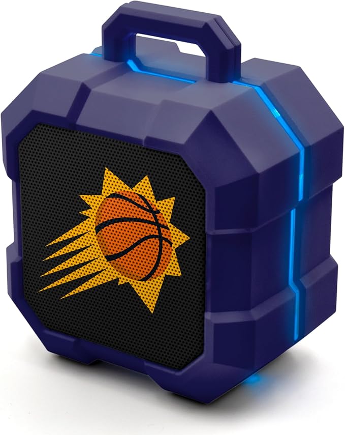 SOAR NBA Shockbox LED Wireless Bluetooth Speaker - Water Resistant IPX4, 5.0 Bluetooth with Over 5 Hours of Play Time - Small Portable Speaker - Officially Licensed NBA, Perfect Home & Outdoor Speaker