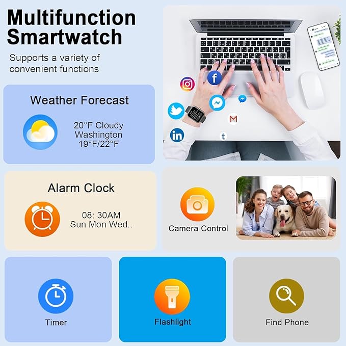 Smart Watch for Men Women (Answer/Make Call), 2025 New 1.91" HD SmartWatch, Fitness Watch with 120+ Sport Modes, IP68 Waterproof, Heart Rate/Sleep Monitor, Pedometer, Activity Tracker for Android iOS