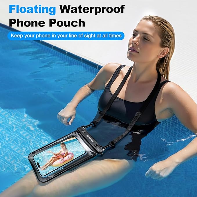 IPX8 Waterproof Phone Pouch Floating, [Up to 8.5''] Double Space Waterproof Phone Case with Lanyard for iPhone 17 16 15 Pro Max, Cell Phone Dry Bag for Beach Travel Cruise Ship Essentials