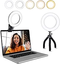 Video Conference Lighting Kit, Ring Light Clip on Laptop Monitor with 5 Dimmable Color & 5 Brightness Level for Webcam Lighting/Zoom Lighting/Remote Working/Self Broadcasting and Live Streaming, etc. - Image 1