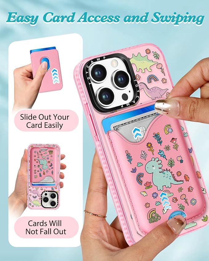 Toycamp for iPhone 15 Pro Max Case - Compatible with Magsafe Credit Card Holder Wallet Magnetic Cute Women Teen Girls Kawaii Girly Unique Animal Design Phone Cover for Apple 15 Promax 6.7"