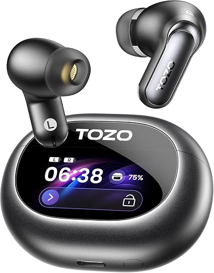 TOZO NC20 Pro Active Noise Cancelling Wireless Earbuds, Smart LCD Screen