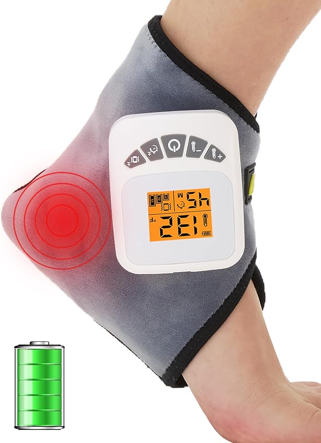 CAMECO 5000mAh Rechargeable Ankle Massager with Heat for Pain Relief, 104℉-140℉ Cordless Ankle Heating Pad with Massage for Achilles Tendinitis, Portable Ankle Heat Pad Brace Warmer for Women & Men