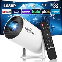 Mini Projector Support 1080P, 200 Ansi Home Movie Projector Portable Projector with Wifi and Bluetooth, Automatic Keystone Correction, 180°Rotatable, Compatible with HDMI USB PC Laptop - Image 1