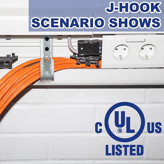 Gisafai 200 J Hooks for Hanging, Heavy Duty J Hooks, Metal Cable Hook for Wire Management, Ul Certification, G60 Galvanized Steel (1/5-16 Inch)