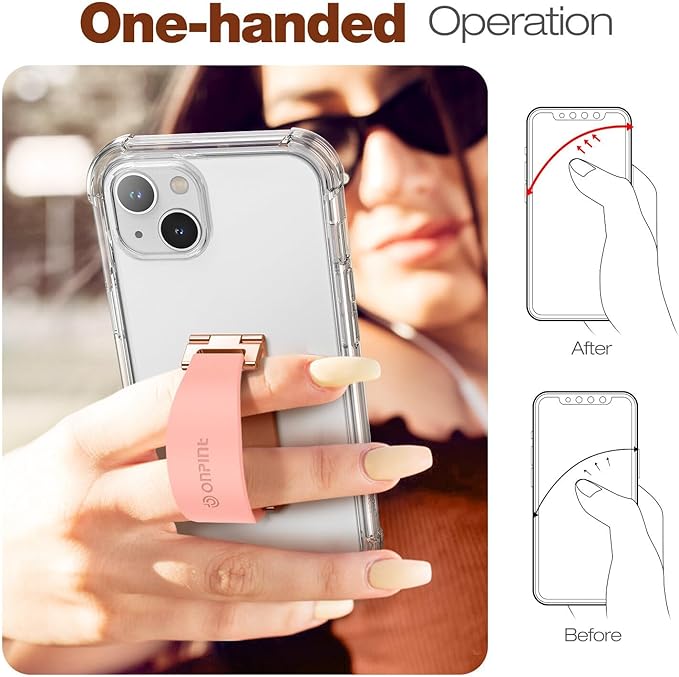 Phone Grip Finger Ring Holder 3.23 Inch, Phone Slim Finger Ring Holder Kickstand 2 in 1, Compatible with iPhone Samsung and Most Smartphones, Pink