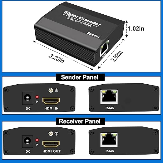 HDMI Extender Over Cat6/Cat5 Ethernet, 1080P@60Hz HDMI Balun to Ethernet Adapter up to 557FT,Supports 1 Transmitter to Multiple Receiver Over IP