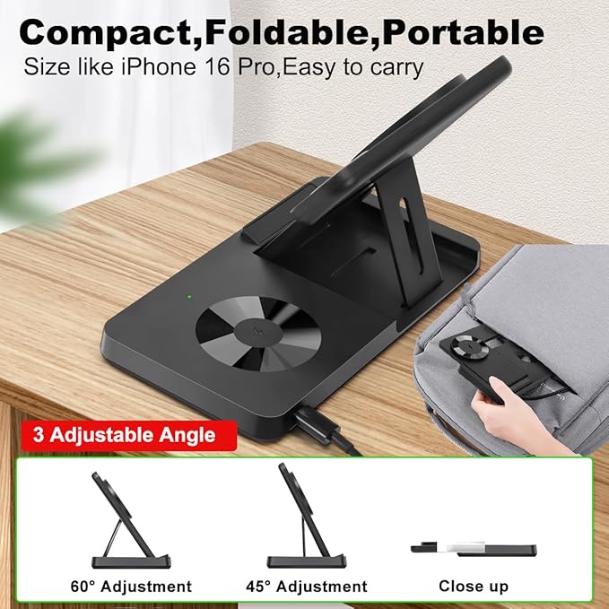 Magnetic 3 in 1 Wireless Charging Station for Magsafe iPhone 12-17 Series, Charging Station for Multiple Devices, Mag-Safe Wireless Charger Stand for Apple Watch Series/Ultra/SE & AirPods 4/3/2/Pro