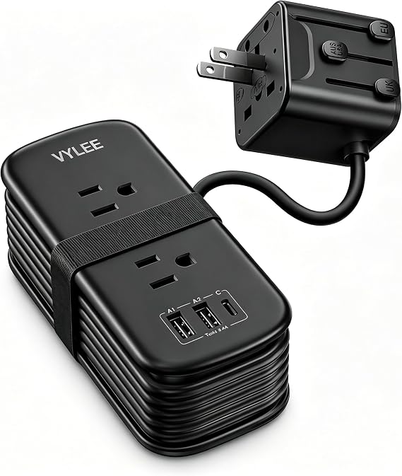 VYLEE Universal Travel Adapter with 6FT Extension Cord