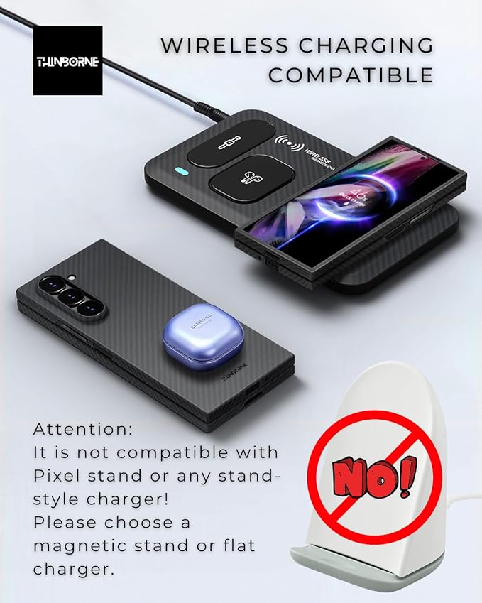 Thinborne Compatible with Samsung Galaxy Z Fold 6 Case, [600D Aramid Fiber] [Magnetic] [Ultra Thin] [Minimalist Style] [Carbon Fiber Textures]