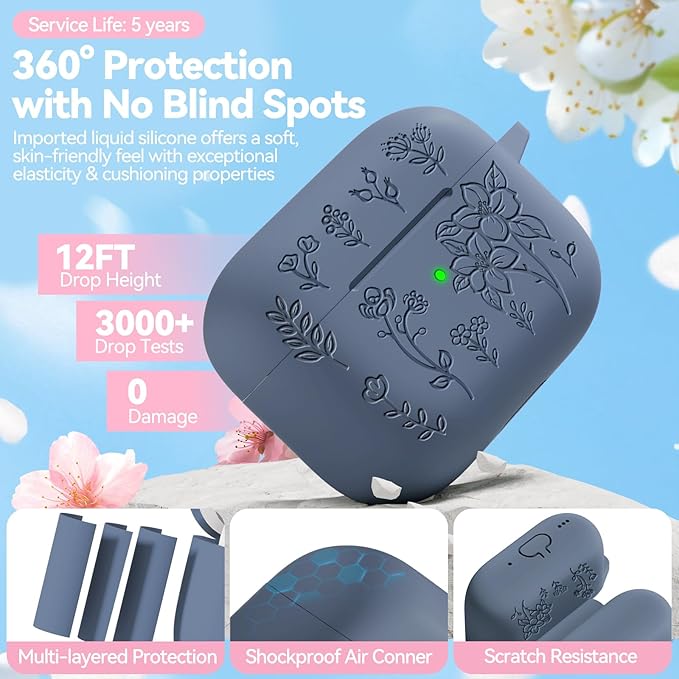 for AirPods Pro 3 Case, Soft Silicone Airpod Pro Case Cover with Keychain & Cleaning Kit Compatible with AirPods Pro 3rd Generation 2025 for Women Girly, Anti-Scratch
