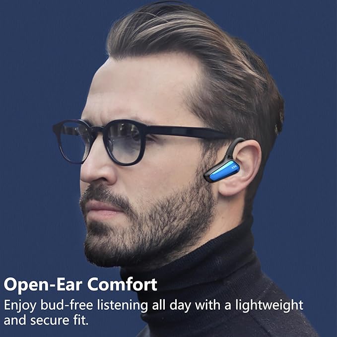 Open Ear Bluetooth Sport Headphones,Bone Conduction Headsets with Mic Wireless Earbuds Waterproof Bluetooth Earhook Earphones Neckband 15H Playtime for Running Bicycle Cycling Workouts(black)