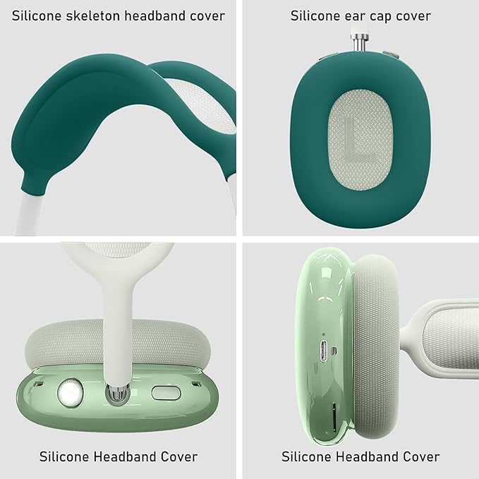 Case Cover for AirPods Max Headphones,Anti-Scratch Ear Pad Case Cover/Ear Cups Cover/Headband Cover/Top Pad Protector,for AirPods Max. Clear Soft TPU and Silicone,Skin Scratch Proof.
