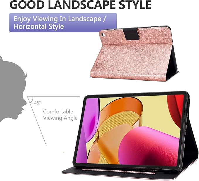 Dteck for Fire Max 11 Tablet Case 13th Generation 2023 11", PU Leather Protective Fold Stand Case with Auto Sleep Wake, Adjustable Viewing Angles, 3 Card Slots, Slim Thin Classic Folio Case, Rosegold