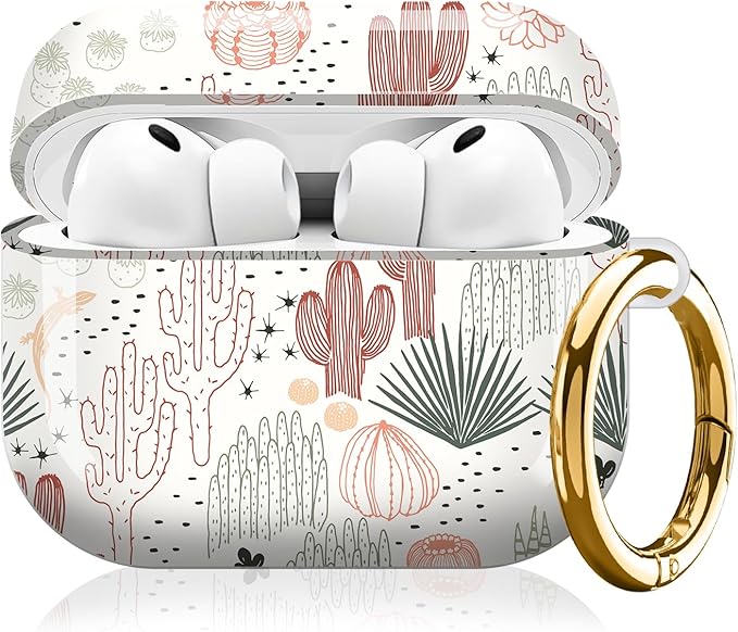 Compatible with AirPod Pro 3 (2025),Cute Case Cover for Women & Men, Full Protection Shockproof Hard Case with Keychain, Wireless Charging Case Accessories(Abstract Cactus Plant)
