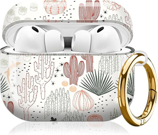 Compatible with AirPod Pro 3 (2025),Cute Case Cover for Women & Men, Full Protection Shockproof Hard Case with Keychain, Wireless Charging Case Accessories(Abstract Cactus Plant)