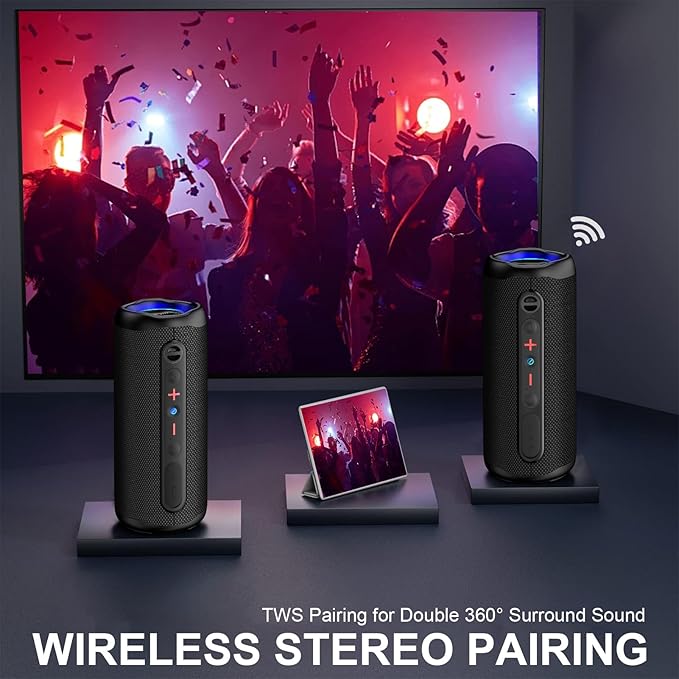 VIFIGEN Wireless Bluetooth Speaker, Loud Stereo Sound Portable Speaker,Bluetooth 5.3,IPX5 Waterproof Mini Speaker,30H Playtime,TWS Pairing for Outdoor,Home,Party,Beach,Summer Gadgets,Birthday Gift