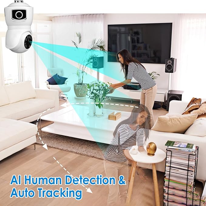 Light Bulb Security Cameras Wireless, 2.4GHz WiFi Light Socket Cam, E27 360° Light Socket Camera for Home Security, Night Vision, 2-Way Talk, Siren Alarm, Motion Detection