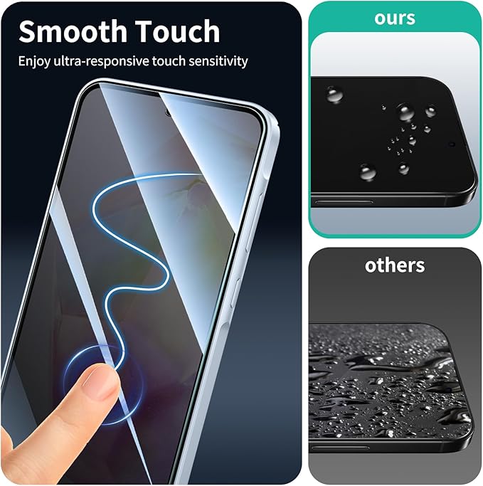 3*Privacy Screen Protector for Samsung Galaxy A55/A35 with a Installation Alignment Aid, Anti-Spy Tempered Glass Film, Dark Private Black Protection, [Shatterproof][ Shockproof][Scratchproof]