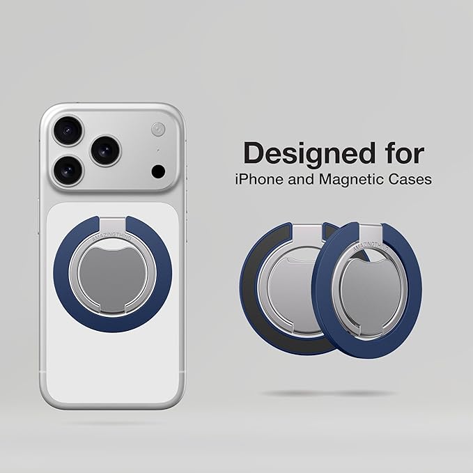 AMAZINGthing [Titan PRO MagFlex Grip Removable Phone Grip & Kickstand, Dual-Magnetic Mount, MagSafe-Compatible for iPhone 17/16/15/14/13/12 and MagSafe Cases Blue