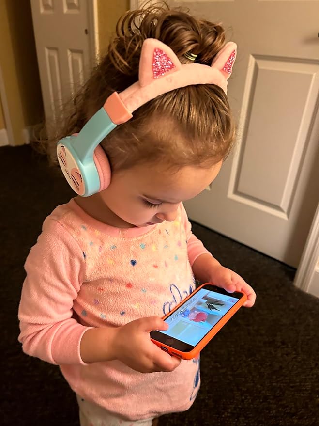 Cat Ear Kids Headphones, Bluetooth Wireless Headphones for Kids, 85dBA Volume Limited, FunShare, Girls Toddlers Children Headset for School/Learning/iPad/Travel
