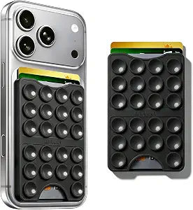 AZXYI Anteel Suction Cup Phone Card Holder Adhesive Mount, Sticky Phone Case Wallet, Phone Holder With Card Slot, Portable Hands-Free Card Holder, Suitable for Selfies and Videos, 2.28"x3.54"(Black)