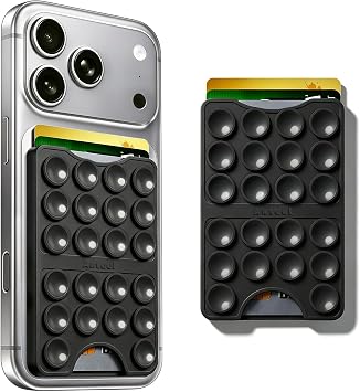 AZXYI Anteel Suction Cup Phone Card Holder Adhesive Mount, Sticky Phone Case Wallet, Phone Holder With Card Slot, Portable Hands-Free Card Holder, Suitable for Selfies and Videos, 2.28"x3.54"(Black)